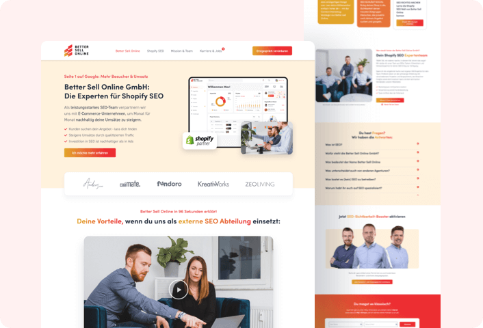 New website for the Shopify SEO agency Better Sell Online