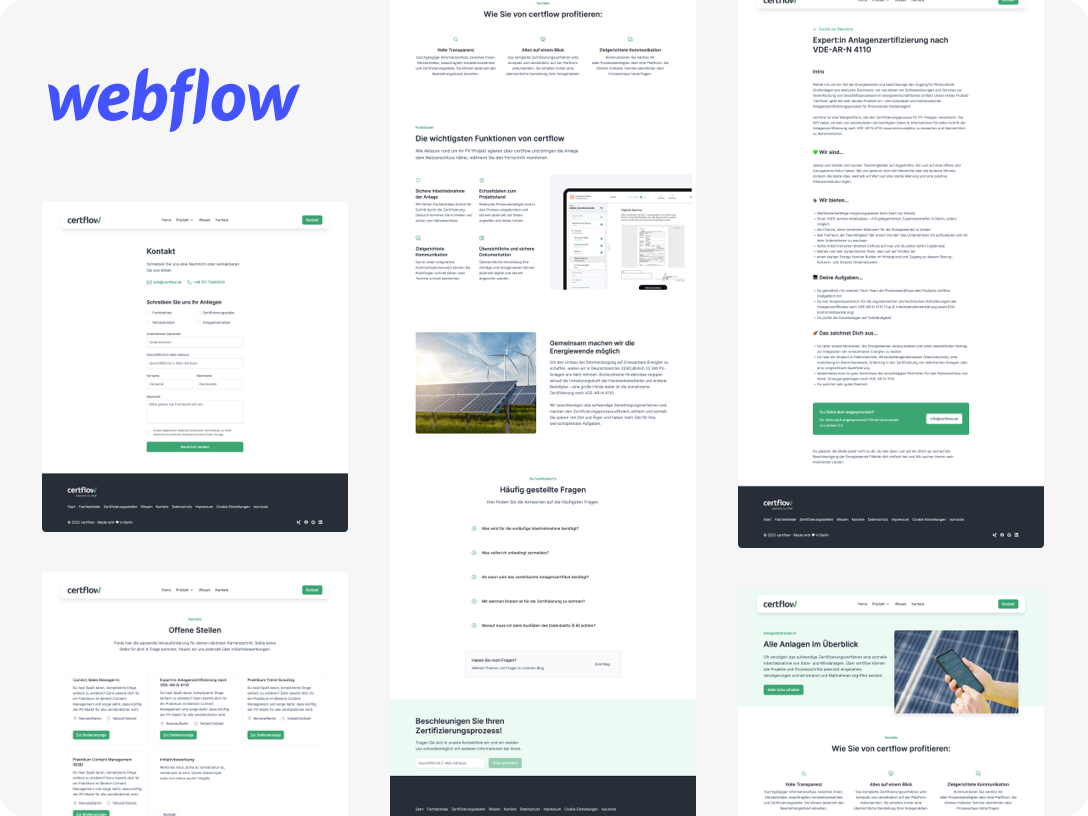 certflow setzt auf Webflow