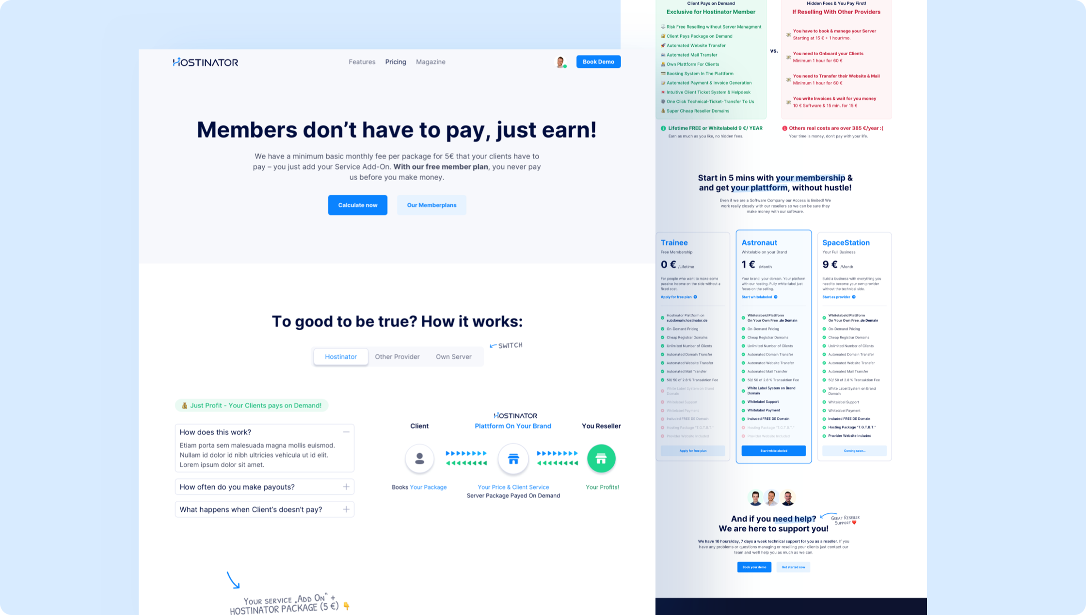 The pricing page of Hostinator