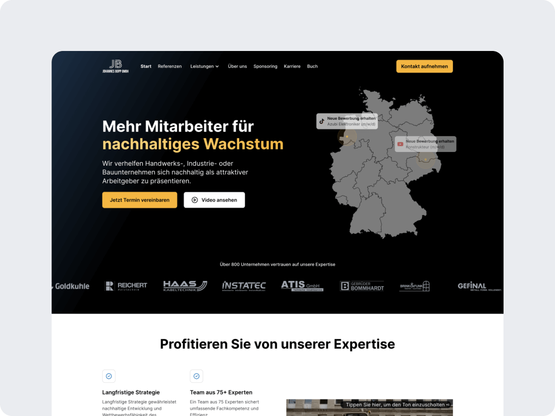 The new homepage of Johannes Bopp GmbH