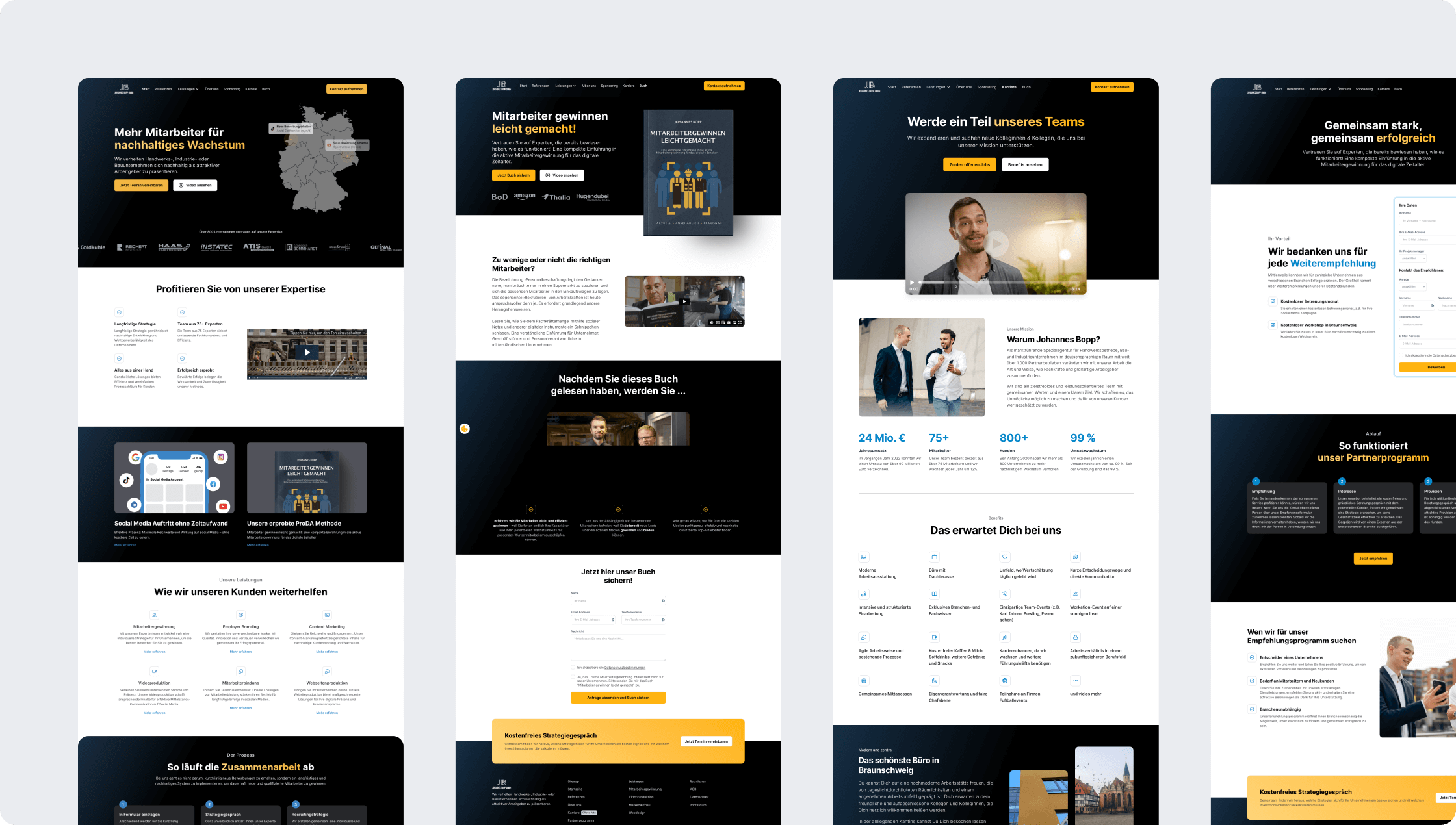 Overview of the individually designed sub-pages