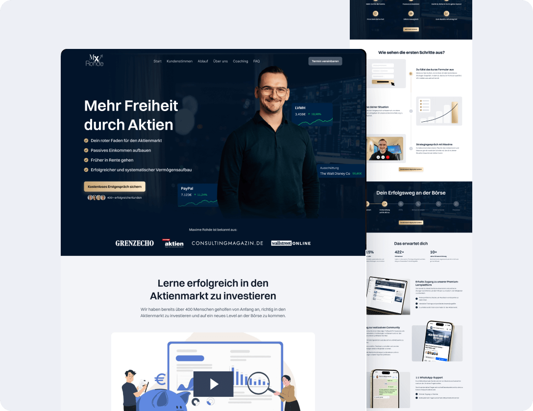 The design of the new homepage for Maxime Rohde