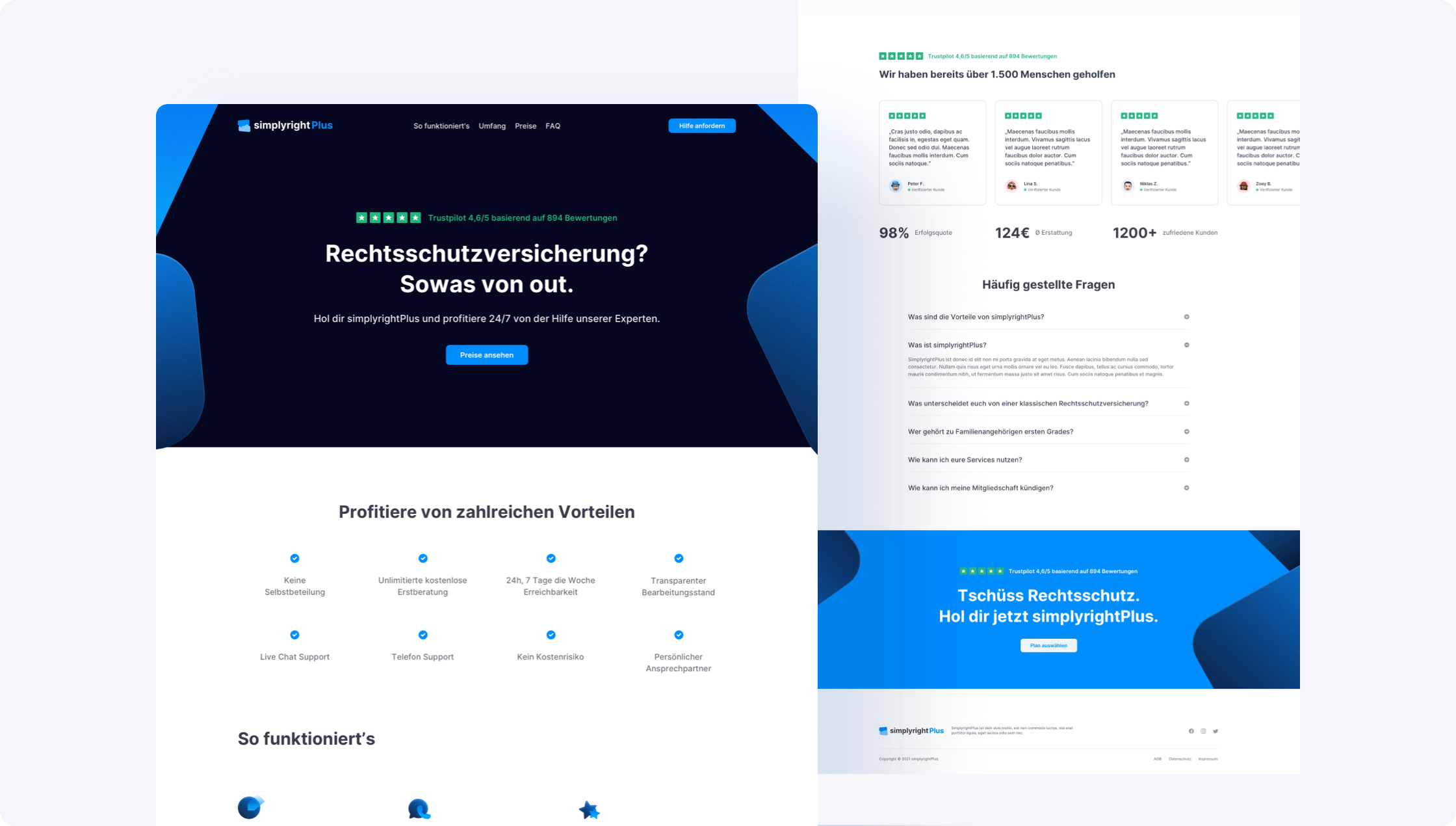 The landing page of simplyrightPlus