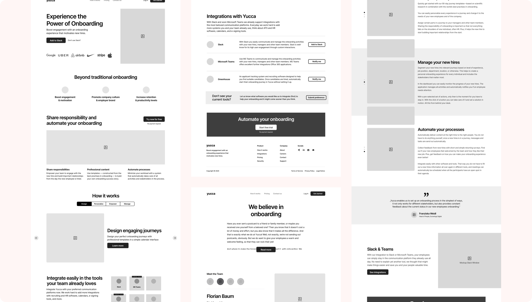 The concept and wireframes I made before starting with the design process.